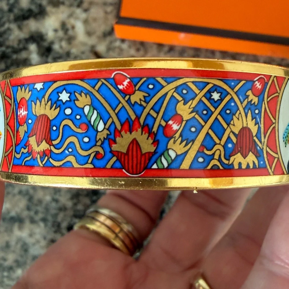 Hermes Feux D’artifice Vintage Enamel Bangle - Picture 5 of 13